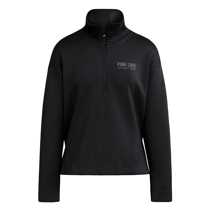 Haut adidas Penn State Nittany Lions Soft Lux à quart de zip noir pour femme
