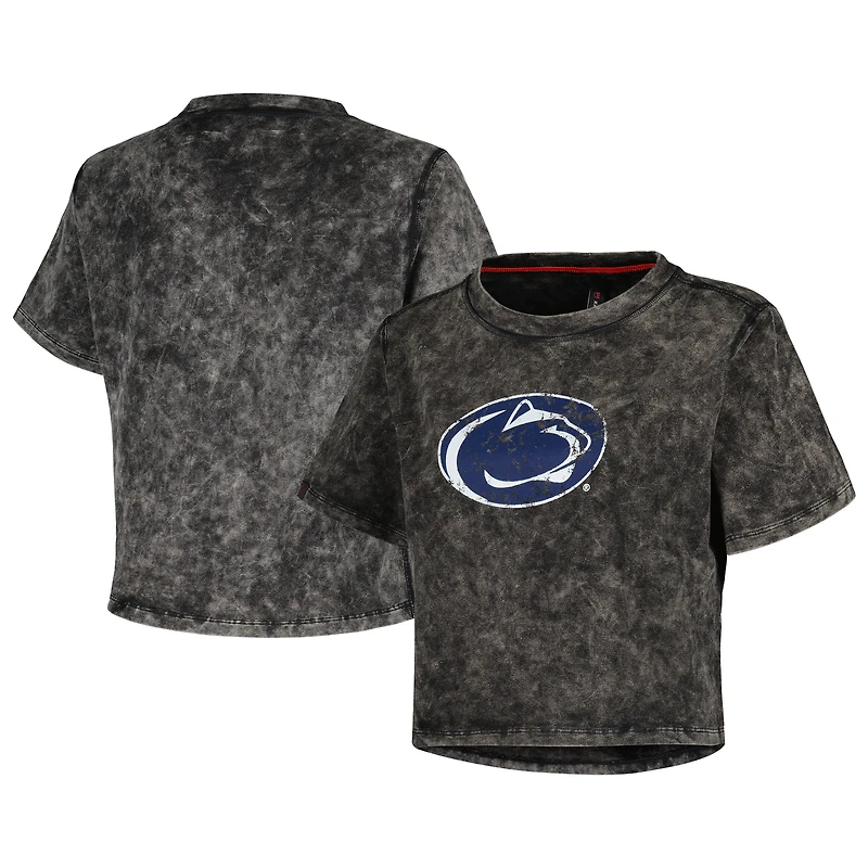T-shirt court en soie laiteuse Penn State Nittany Lions noir pour femme