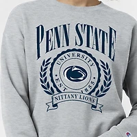 Sweat-shirt à col rond Powerblend gris chiné pour femme, orné du logo académique des Penn State Nittany Lions de Champion.