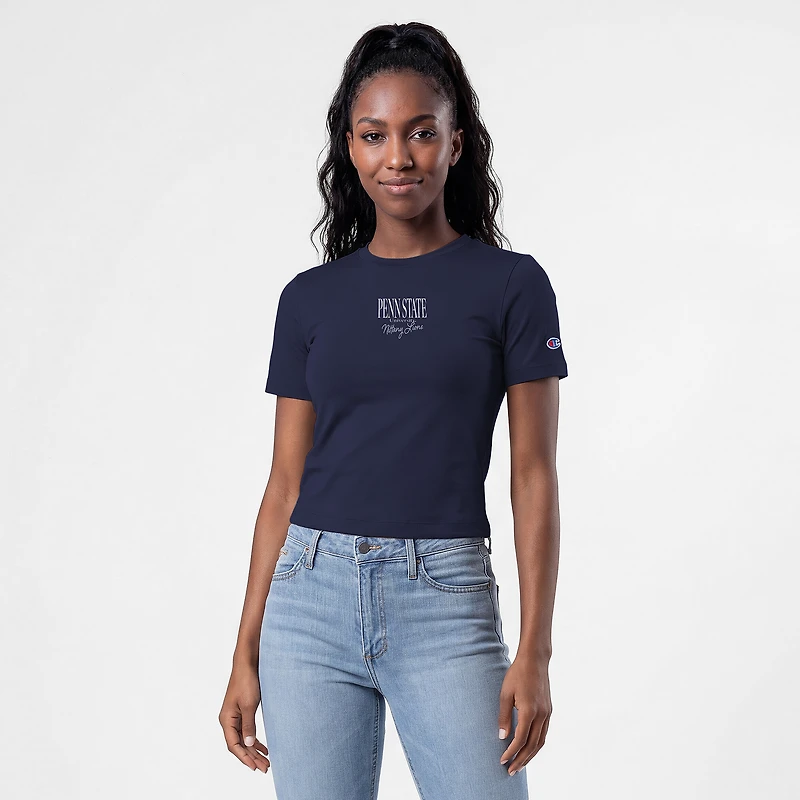 Women's Champion  Navy Penn State Nittany Lions Athletic Soft-Touch Fitted T-Shirt