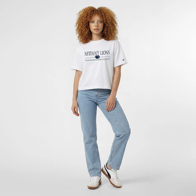 Women's Champion  White Penn State Nittany Lions Waist Length Wordmark T-Shirt