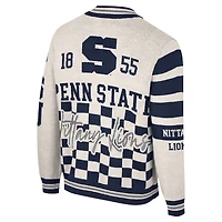 Women's Colosseum Cream Penn State Nittany Lions Jacquard Full-Zip Sweater