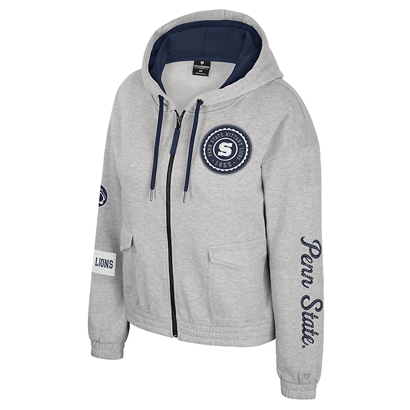 Women's Colosseum Gray Penn State Nittany Lions Alfie Full-Zip Hoodie Jacket