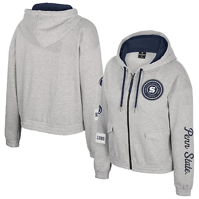 Veste à capuche zippée Colosseum Gray Penn State Nittany Lions Alfie pour femme
