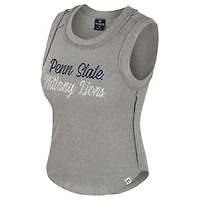 Women's Colosseum Heather Gray Penn State Nittany Lions Beach You Ribbed Tri-Blend Tank Top