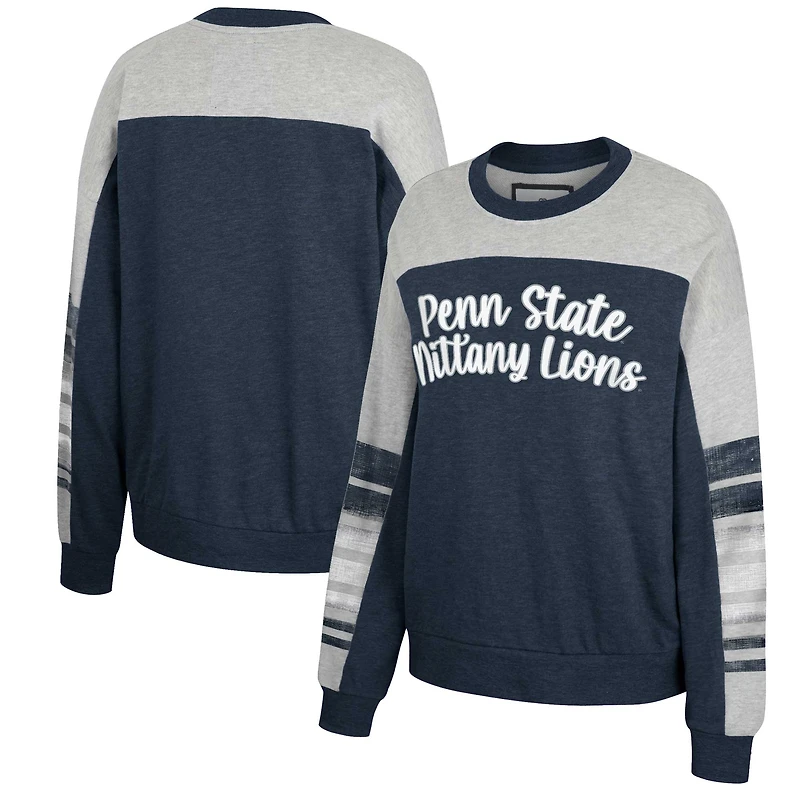 Colosseum Navy/Heather Grey Penn State Nittany Lions Baby Talk Sweat-shirt pour femme