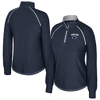 Women's Colosseum Navy Penn State Nittany Lions Bikram Raglan Quarter-Zip Top