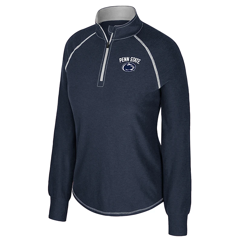 Haut Bikram Raglan à fermeture éclair quart de tour pour femme Colosseum Navy Penn State Nittany Lions