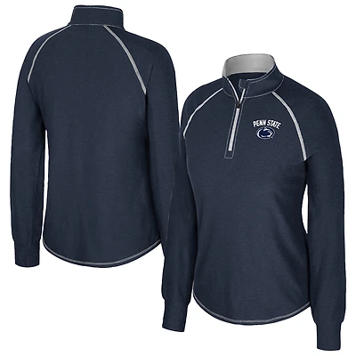 Haut Bikram Raglan à fermeture éclair quart de tour pour femme Colosseum Navy Penn State Nittany Lions