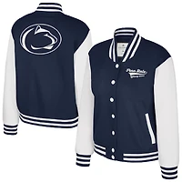 Women's Colosseum Navy Penn State Nittany Lions French Baguette Full Snap Fleece Jacket