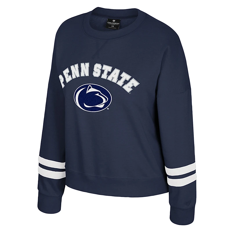 Women's Colosseum Navy Penn State Nittany Lions Splashy Crewneck Fleece Sweatshirt