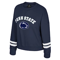 Women's Colosseum Navy Penn State Nittany Lions Splashy Crewneck Fleece Sweatshirt