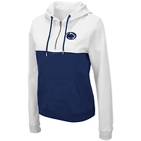 Women's Colosseum White/Navy Penn State Nittany Lions Aidan Lightweight Half-Zip Hoodie