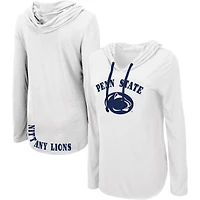 Women's Colosseum White Penn State Nittany Lions My Lover Lightweight Hooded Long Sleeve T-Shirt
