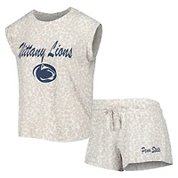 Women's Concepts Sport  Cream Penn State Nittany Lions Montana T-Shirt & Shorts Sleep Set