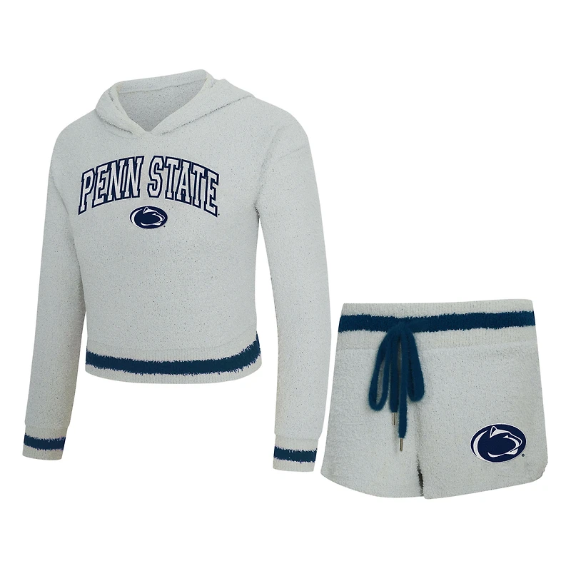 Ensemble sweat à capuche et short manches longues Whitley gris/bleu marine pour femme des Nittany Lions de Penn State