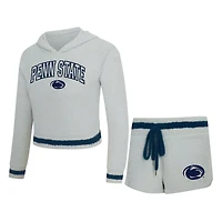 Ensemble sweat à capuche et short manches longues Whitley gris/bleu marine pour femme des Nittany Lions de Penn State