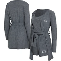 Women's Concepts Sport Gray Penn State Nittany Lions Rigor Three-Piece Tank, Short & Robe Set