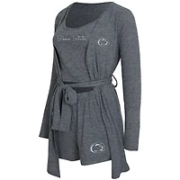 Women's Concepts Sport Gray Penn State Nittany Lions Rigor Three-Piece Tank, Short & Robe Set