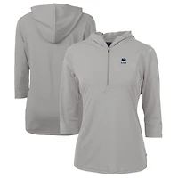 Sweat à capuche demi-zippé recyclé DryTec Virtue Eco Pique pour femme, gris, Cutter & Buck, des Nittany Lions de Penn State