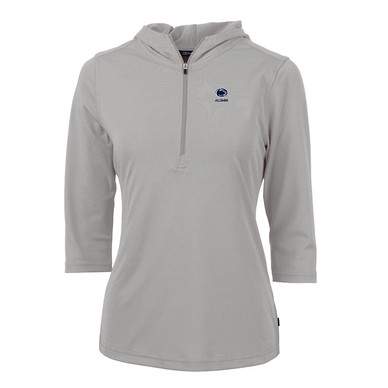 Sweat à capuche demi-zippé recyclé DryTec Virtue Eco Pique pour femme, gris, Cutter & Buck, des Nittany Lions de Penn State