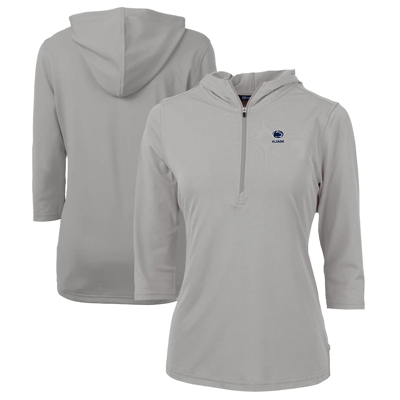 Sweat à capuche demi-zippé recyclé DryTec Virtue Eco Pique pour femme, gris, Cutter & Buck, des Nittany Lions de Penn State