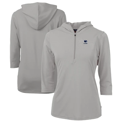 Sweat à capuche demi-zippé recyclé DryTec Virtue Eco Pique pour femme, gris, Cutter & Buck, des Nittany Lions de Penn State