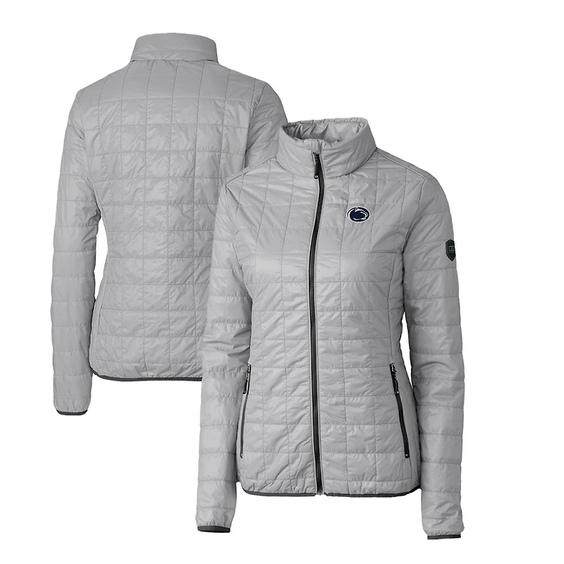 Doudoune zippée intégrale Cutter & Buck grise Penn State Nittany Lions Rainier Eco pour femme