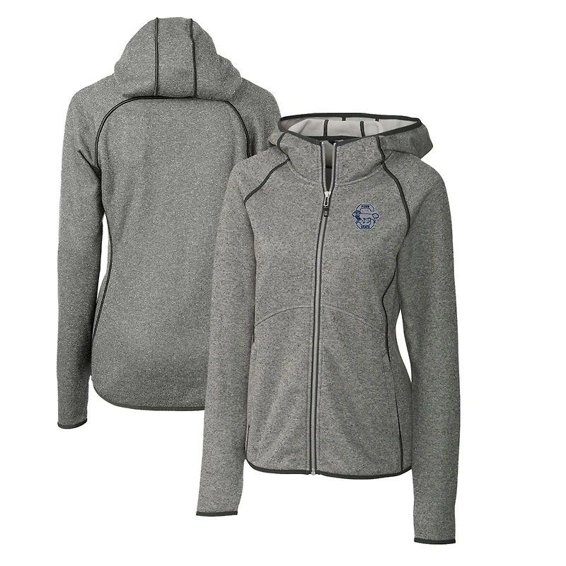 Sweat à capuche zippé Cutter & Buck gris chiné Penn State Nittany Lions Mainsail pour femme