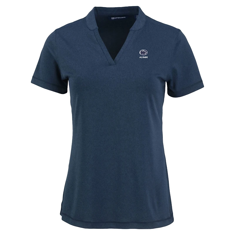 Women's Cutter & Buck  Heather Navy Penn State Nittany Lions Alumni Forge Blade Collar V-Neck Top