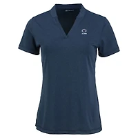 Women's Cutter & Buck  Heather Navy Penn State Nittany Lions Alumni Forge Blade Collar V-Neck Top