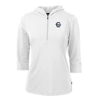 Sweat à capuche demi-zippé recyclé en piqué écologique pour femme Cutter & Buck, blanc, Penn State Nittany Lions Vault Virtue