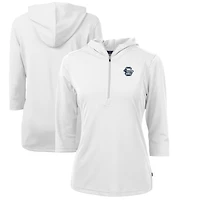 Sweat à capuche demi-zippé recyclé en piqué écologique pour femme Cutter & Buck, blanc, Penn State Nittany Lions Vault Virtue