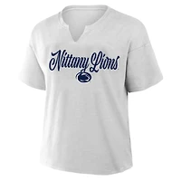 Women's Fanatics Gray Penn State Nittany Lions Plus Winning Gear Notch Neck T-Shirt