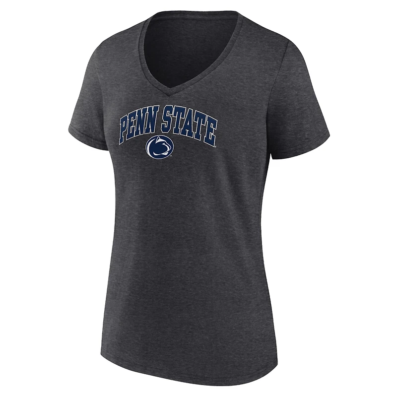 T-shirt à col en V pour femme Fanatics Heather Charcoal Penn State Nittany Lions Campus