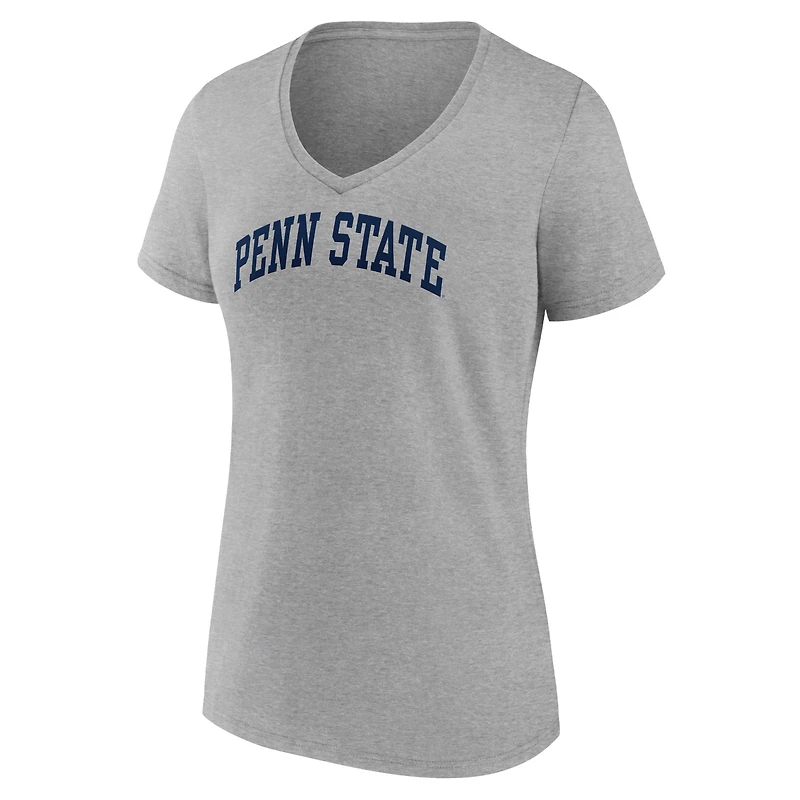T-shirt à col en V basique Fanatics Heather Grey Penn State Nittany Lions pour femmes
