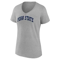 T-shirt à col en V basique Fanatics Heather Grey Penn State Nittany Lions pour femmes