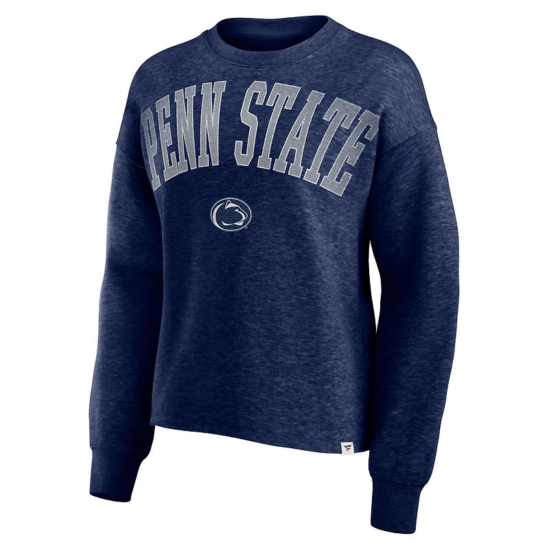 Women's Fanatics Heather Navy Penn State Nittany Lions Heritage Oversized Tradition Fleece Sweatshirt