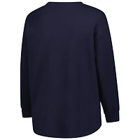 Women's Fanatics Navy Penn State Nittany Lions Lace-Up Waffle Knit Plus Long Sleeve T-Shirt