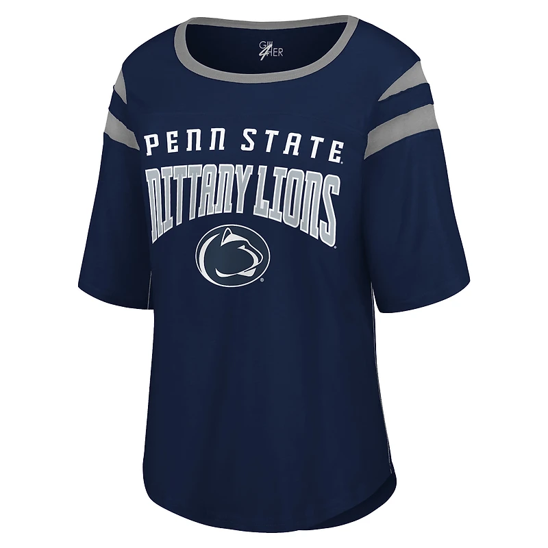 T-shirt à manches longues pour femme G-III 4Her by Carl Banks Navy Penn State Nittany Lions Plus Linebacker
