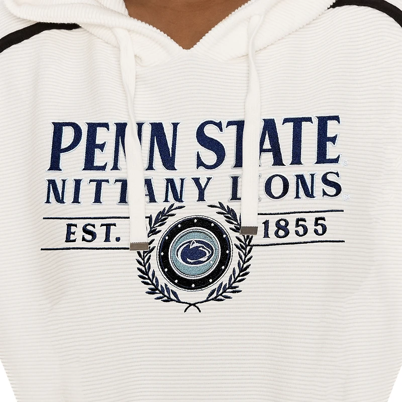 Women's Gameday Couture Cream Penn State Nittany Lions Down, Set, Go Pullover Hoodie and Shorts Set