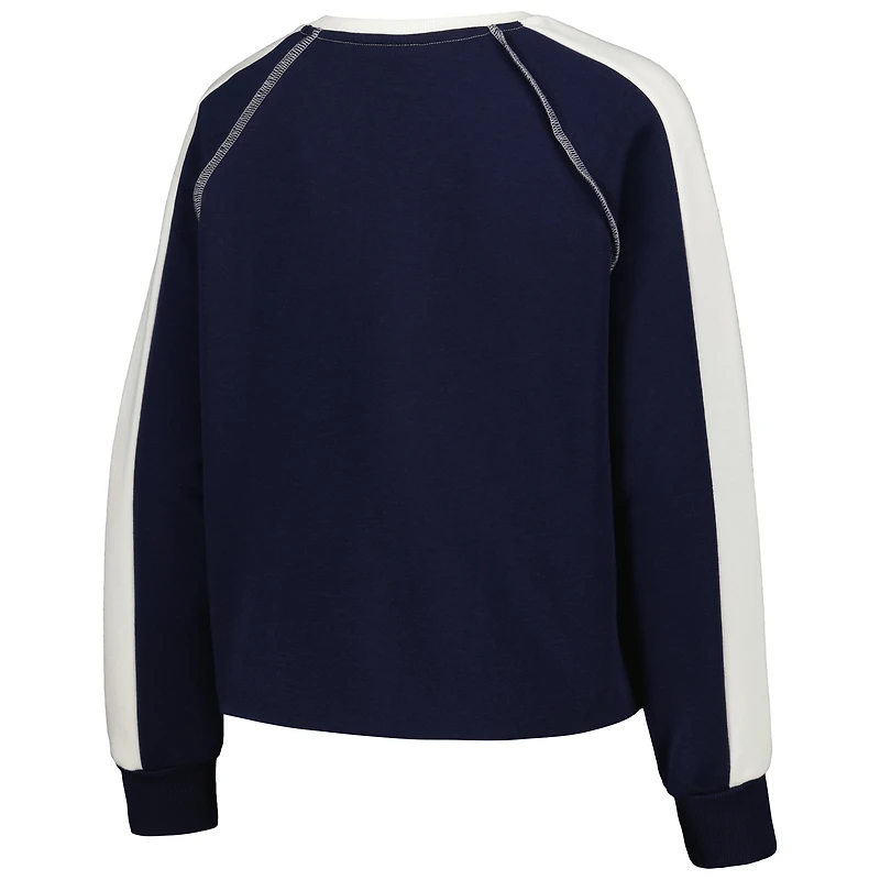 Women's Gameday Couture Navy Penn State Nittany Lions Blindside Raglan Cropped Pullover Sweatshirt