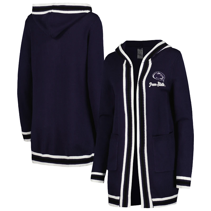 Gameday Couture pour femme Bleu marine Penn State Nittany Lions One More Round Tri-Blend Rayé Cardigan à capuche