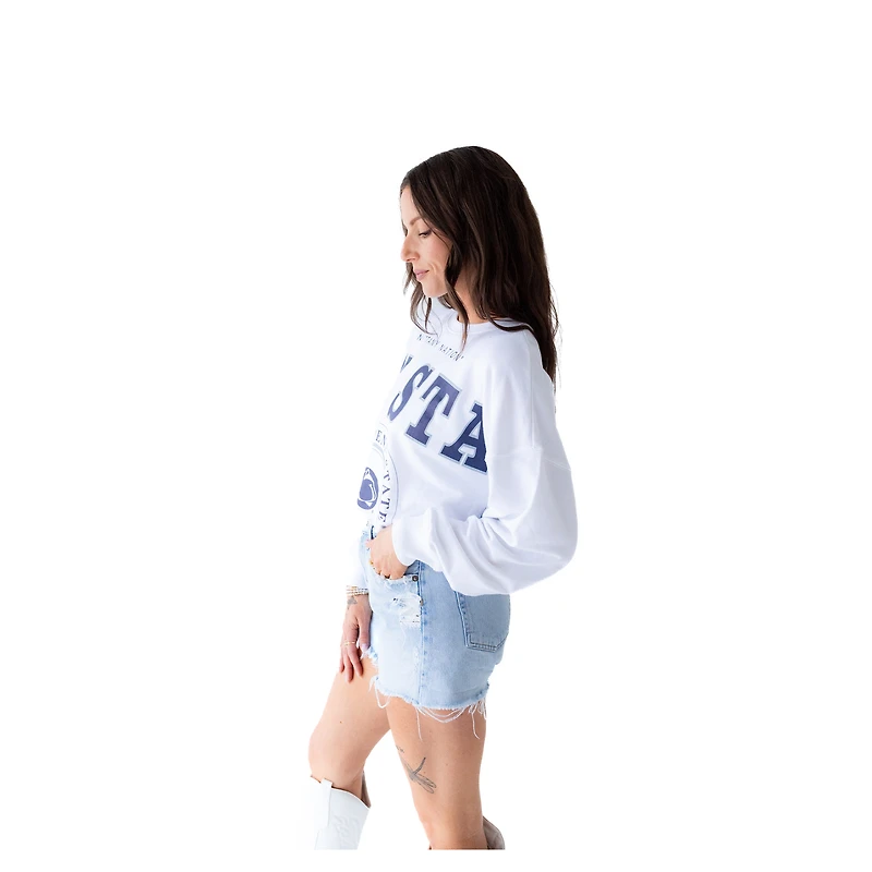 Women's Gameday Social White Penn State Nittany Lions Phipps Cropped Sweatshirt