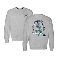 Women's  Heather Gray Penn State Nittany Lions Classic Merry Christmas Tree Crewneck Sweatshirt