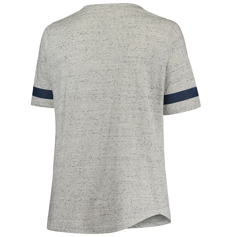 T-shirt à col en V lacets Penn State Nittany Lions gris chiné/bleu marine pour femme