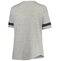 T-shirt à col en V lacets Penn State Nittany Lions gris chiné/bleu marine pour femme