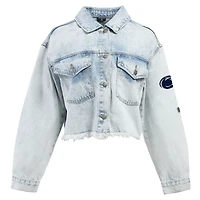 Veste courte boutonnée en jean délavé clair pour femme Hype and Vice Denim Penn State Nittany Lions