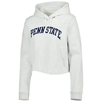 Women's League Collegiate Wear Ash Penn State Nittany Lions 2-Hit 1636 Cropped Pullover Hoodie