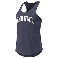 League Collegiate Wear pour femmes Heather Navy Penn State Nittany Lions Two-Hit Intramural Tri-Blend Scoop Neck Racerback Tank Top